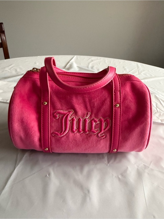 Juicy Couture Handbags - Juicy Couture Pink Velour Mini Barrel Bag Y2K Crossbody